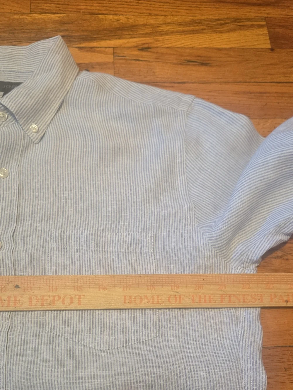 J.Crew Men MT Tall Baird McNutt Irish Linen Striped Button Down Shirt Blue White